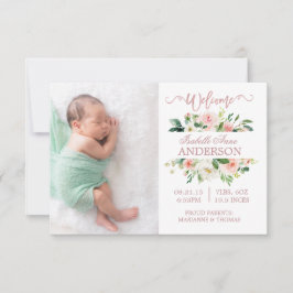 Rosa Flowers Ro Guld Foto Birth Notice Meddelande