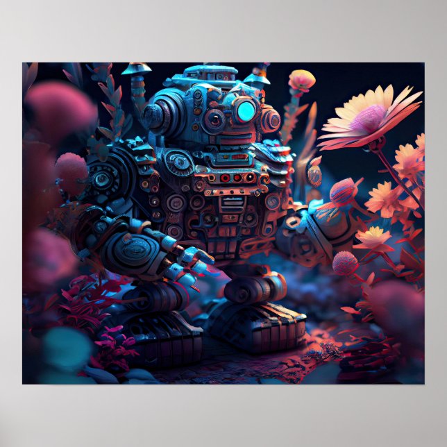 Rosa Flowers Robot Poster (Framsidan)