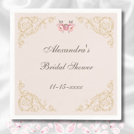 Rosa Flowers Rococo Vintage Peony Möhippa Pappersservett