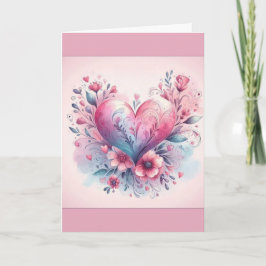 Rosa Flowers Rosa Heart, hjärtans dag Card Tack Kort