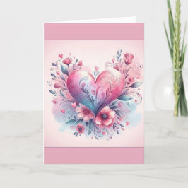 Rosa Flowers Rosa Heart, hjärtans dag Card Tack Kort