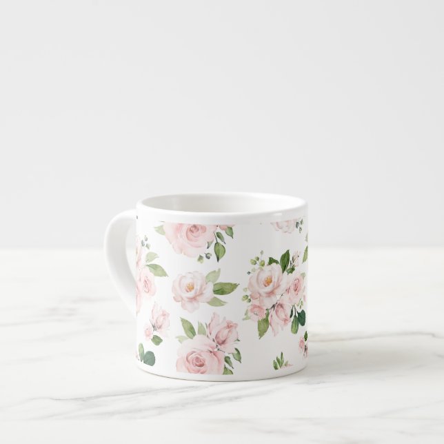 Rosa Flowers, Rosa ros, Watercolor Flowers Espressomugg (Framsida vänster)