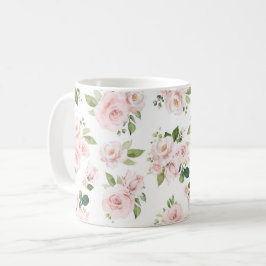 Rosa Flowers, Rosa ros, Watercolor Flowers Kaffemugg