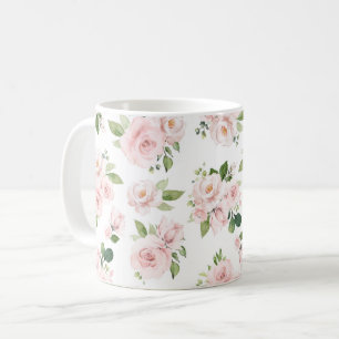 Rosa Flowers, Rosa ros, Watercolor Flowers Kaffemugg