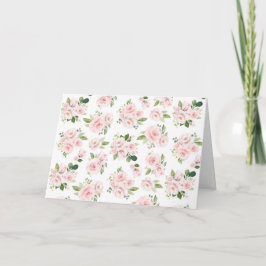 Rosa Flowers, Rosa ros, Watercolor Flowers Kort