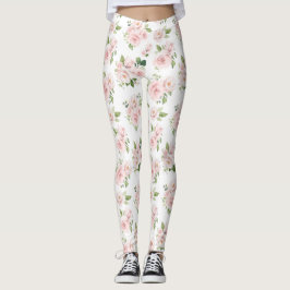 Rosa Flowers, Rosa ros, Watercolor Flowers Leggings