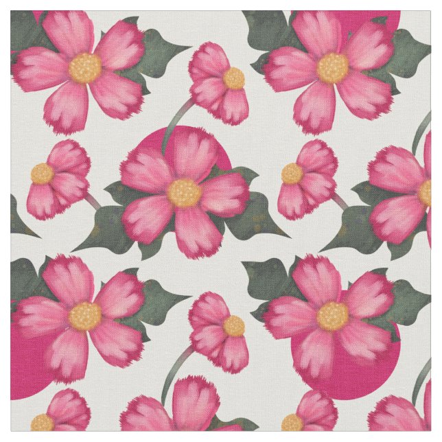 Rosa Flowers Seamless Mönster | Du anpassar Tyg (Närbild)