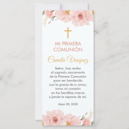 Rosa Flowers spansk First Communion Bookmark