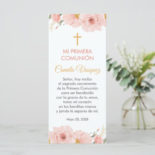 Rosa Flowers spansk First Communion Bookmark