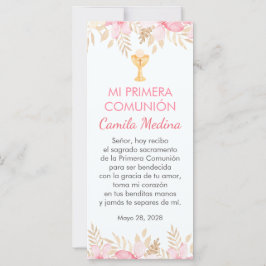 Rosa Flowers spansk First Communion Bookmark