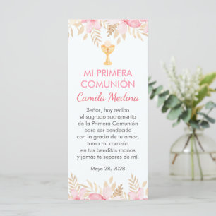 Rosa Flowers spansk First Communion Bookmark