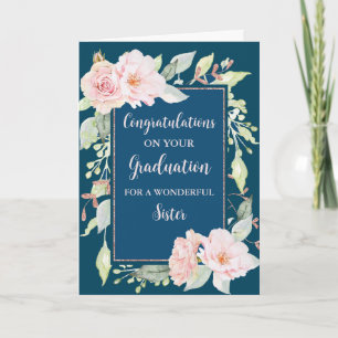 Rosa Flowers syster Grattis Studenten Kort