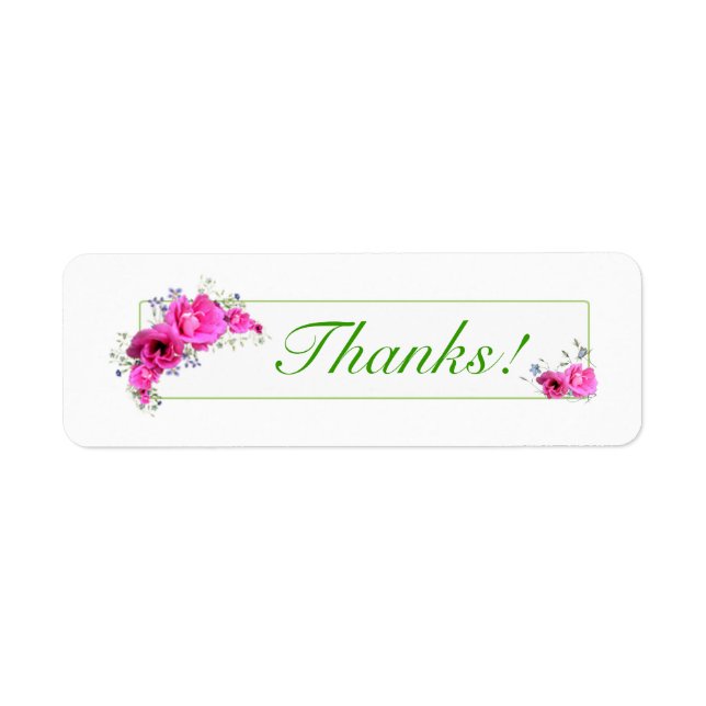 Rosa Flowers Tack Stickers - etiketter Returadress Etikett (Framsidan)