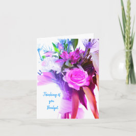 Rosa Flowers tänker att du kommer snart Kort