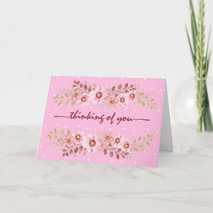 Rosa Flowers tänker på dig Kort