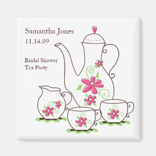 Rosa Flowers Tea Set Möhippa Favoritmagneter Magnet