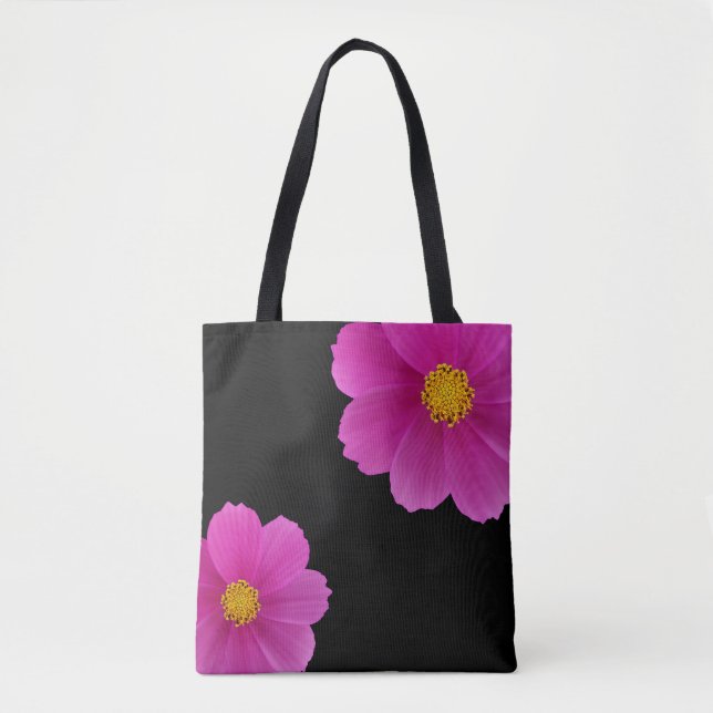 Rosa Flowers Tote Bag Tygkasse (Framsida)