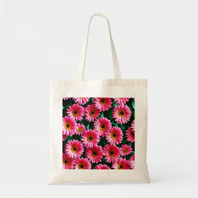 Rosa Flowers Tote Bag Tygkasse (Framsidan)