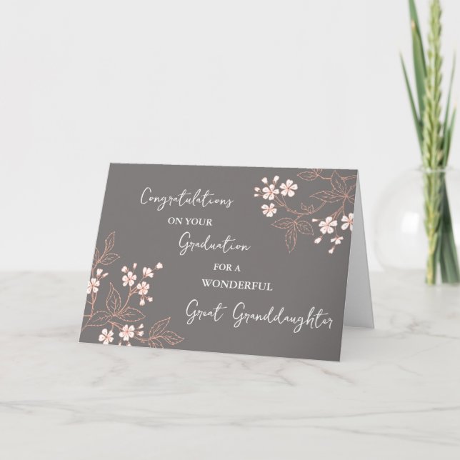 Rosa Flowers Underbar Granddotter Studenten Kort (Framsida)