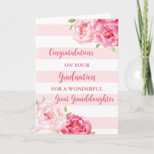Rosa Flowers Underbar Granddotter Studenten Kort