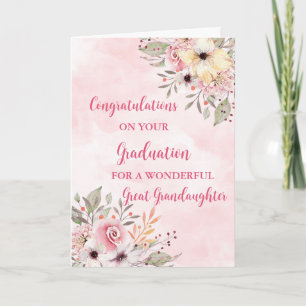 Rosa Flowers Underbar Granddotter Studenten Kort