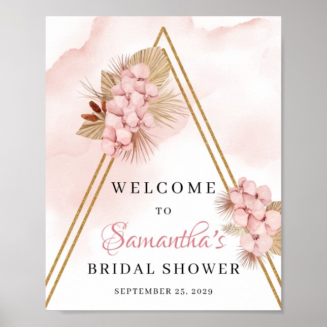  Rosa Flowers Välkomstskylt för torkat Handflatan  Poster (Framsidan)