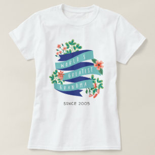 Rosa Flowers Världsmästare Grandma sedan år T Shirt