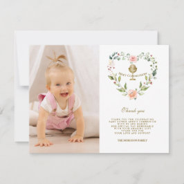 Rosa Flowers Wandeand Photo Girl Heliga Communion Tack Kort
