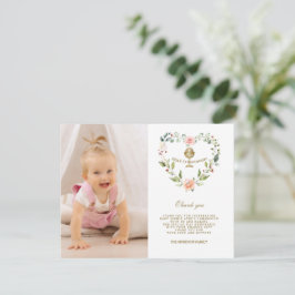 Rosa Flowers Wandeand Photo Girl Heliga Communion Tack Kort