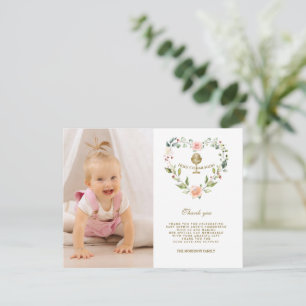Rosa Flowers Wandeand Photo Girl Heliga Communion Tack Kort