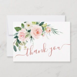  Rosa Flowers Watercolor Bröllop Tack Kort
