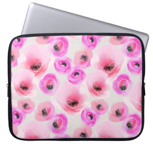 Rosa Flowers Watercolor Digital Art Laptop Fodral