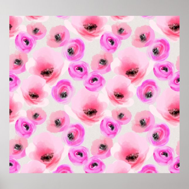 Rosa Flowers Watercolor Digital Art Poster (Framsidan)