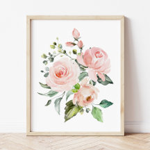 Rosa Flowers, Watercolor Flowers, Girl Nursery