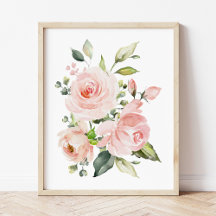 Rosa Flowers, Watercolor Flowers, Girl Nursery