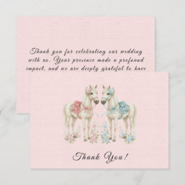 Rosa Flowers Watercolor Horse Bröllop Tack Kort