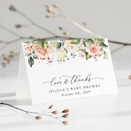 Rosa Flowers, White Flowers, Boho, Baby Shower Tack Kort