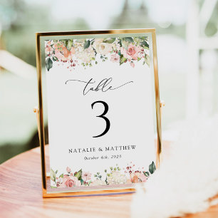 Rosa Flowers, White Flowers, Boho, Bordsnummer