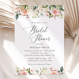Rosa Flowers, White Flowers, Boho, Möhippa Inbjudningar
