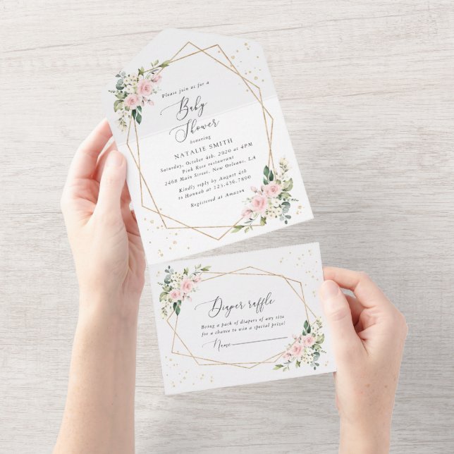Rosa Flowers, White Flowers, Greenery, Baby Shower (Avrivbar del)