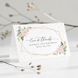 Rosa Flowers, White Flowers, Greenery, Birthday Tack Kort