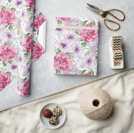Rosa Flowers Wrapping Papper Presentpapper