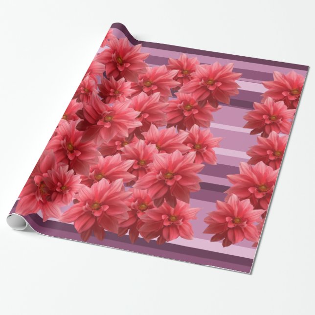 Rosa Flowers Wrapping Papper Presentpapper (Utrullad)