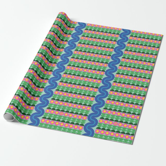 Rosa Flowers - Wrapping Papper Presentpapper (Utrullad)