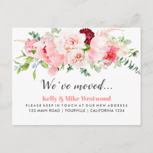 Rosa FlowerWe har flyttat Nytt adress nytt hem Vykort