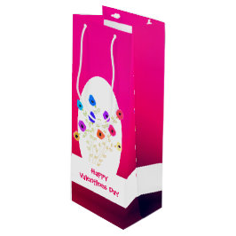 Rosa Flowwwed Lycklig Valentines Vin Gift Bag