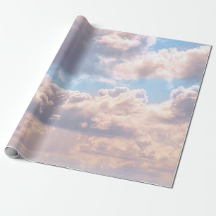 Rosa Fluffiga Moln Blå Himmel Drömska Pastell Natu Presentpapper
