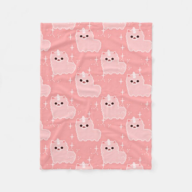 Rosa fluffiga UnicornSparkles för nejlika Fleecefilt (Framsidan)