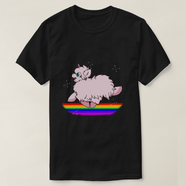 Rosa Fluffy Unicorns Dancing on Rainbows Feat. Flu T Shirt (Design framsida)