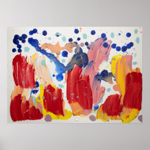 Rosa fluffy unicorns dans på regnbåge poster